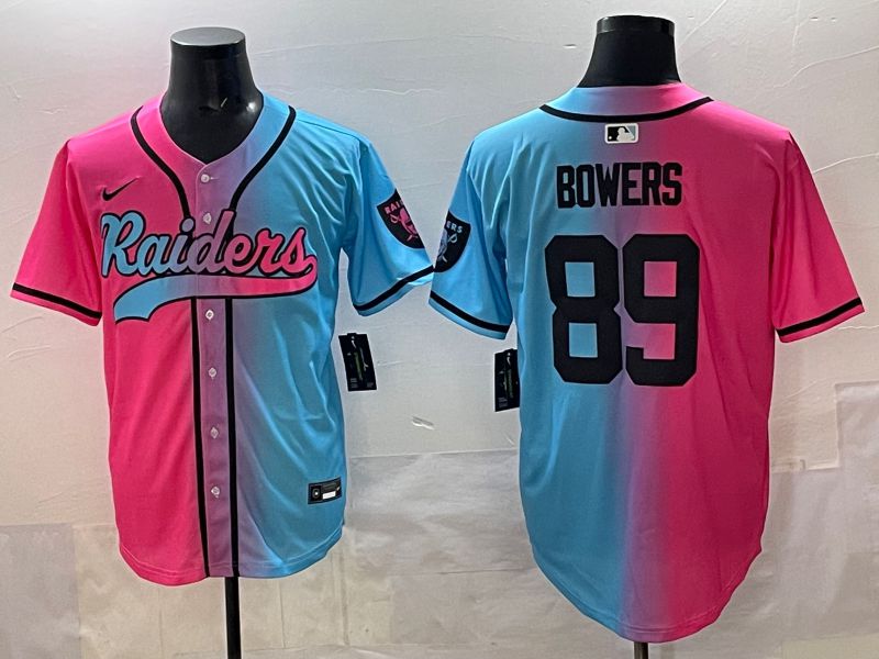 Men 2025 Oakland Raiders #89 Bowers Blue pink Nike Limited NFL Jersey style 001->oakland raiders->NFL Jersey